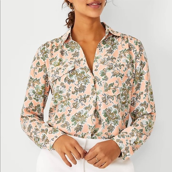Nwt Ann Taylor Floral Camp Shirt 